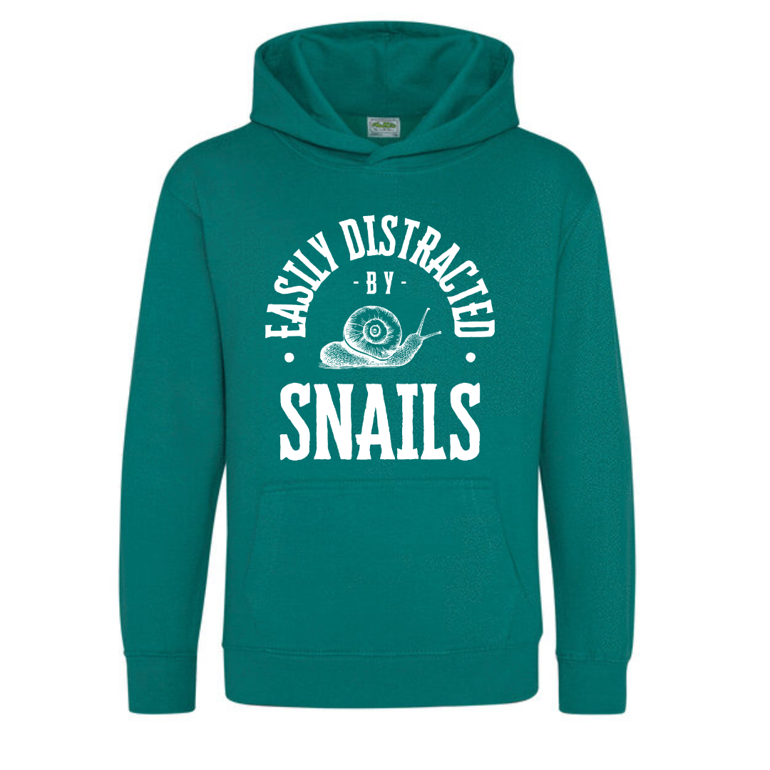 "Easily Distracted By Snails" Kids Hoody Age 1-13 - Lots of Colours