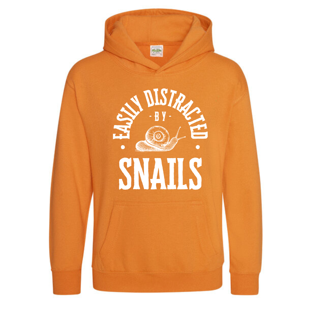 "Easily Distracted By Snails" Kids Hoody Age 1-13 - Lots of Colours