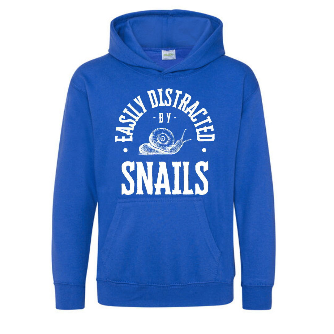 "Easily Distracted By Snails" Kids Hoody Age 1-13 - Lots of Colours