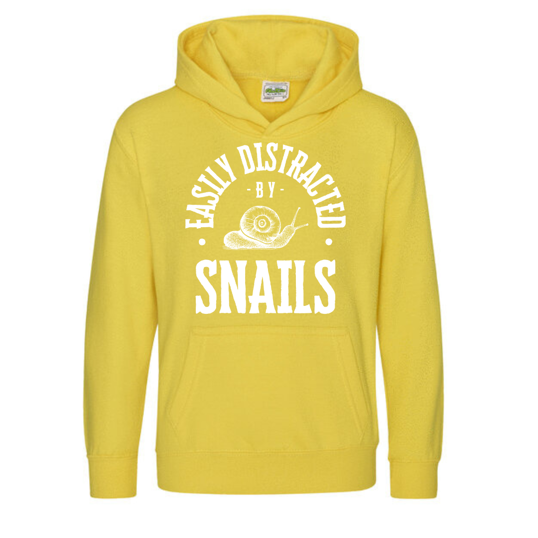 "Easily Distracted By Snails" Kids Hoody Age 1-13 - Lots of Colours