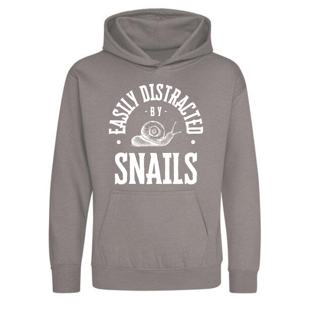 "Easily Distracted By Snails" Kids Hoody Age 1-13 - Lots of Colours