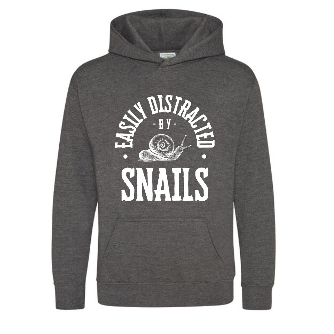 "Easily Distracted By Snails" Kids Hoody Age 1-13 - Lots of Colours