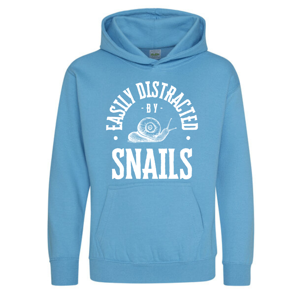 "Easily Distracted By Snails" Kids Hoody Age 1-13 - Lots of Colours
