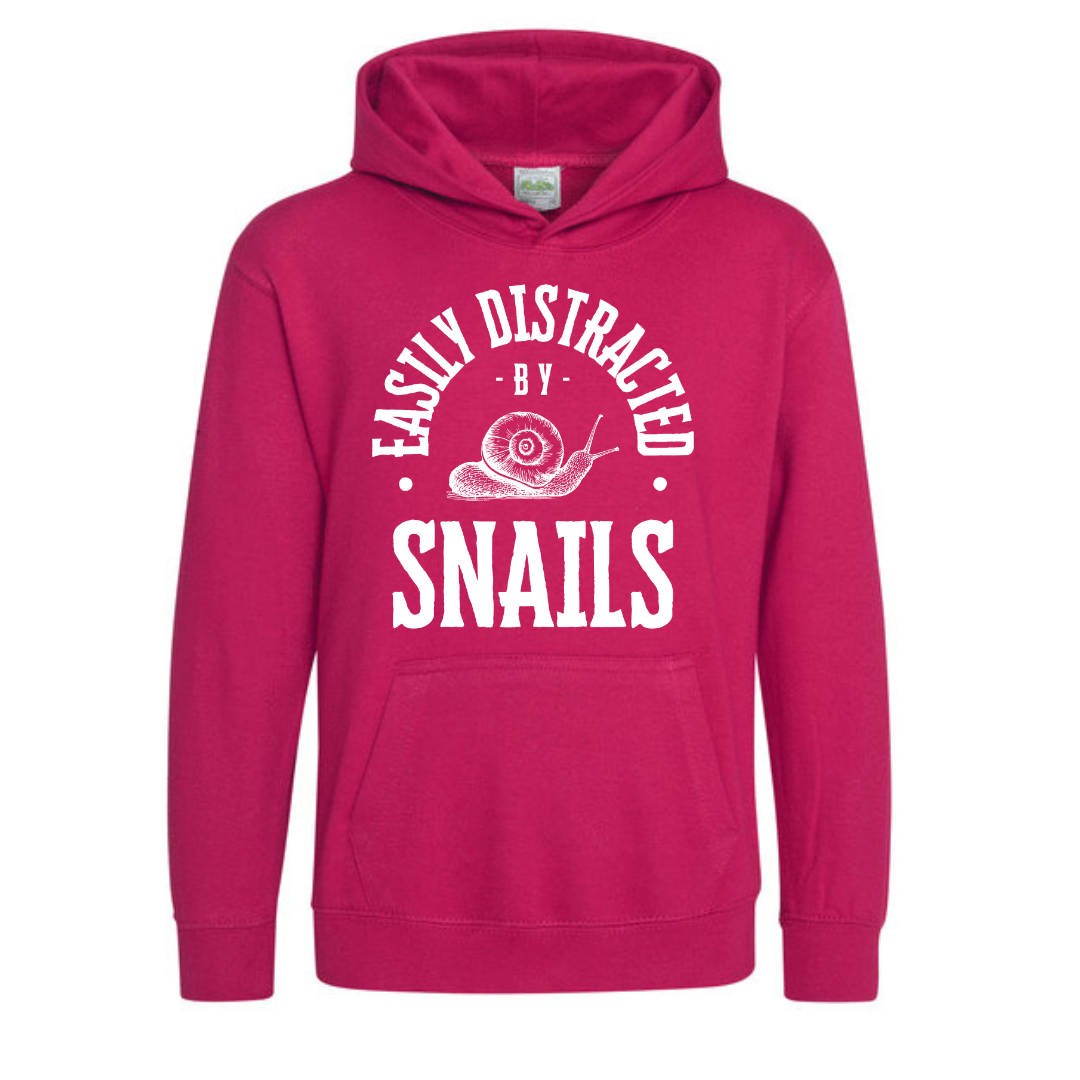 "Easily Distracted By Snails" Kids Hoody Age 1-13 - Lots of Colours