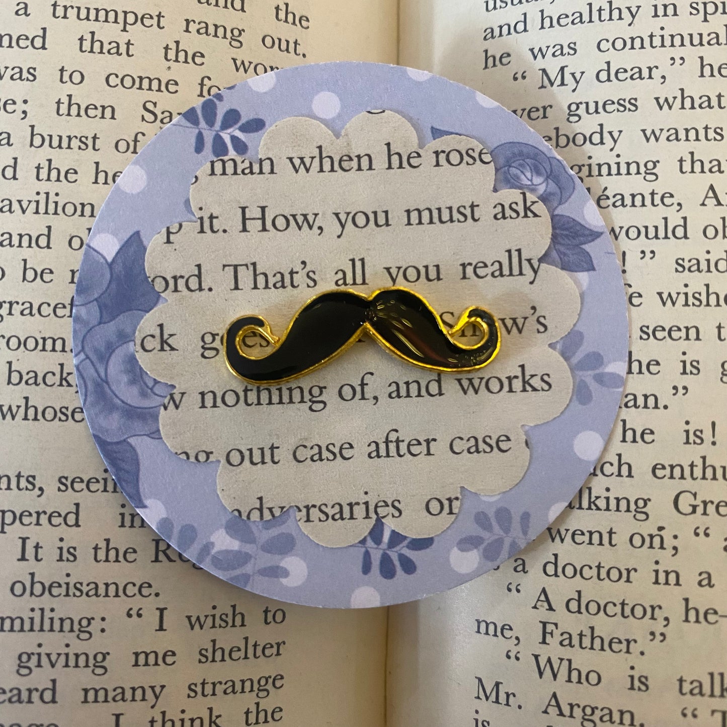 Black & Gold Moustache Pin Badge