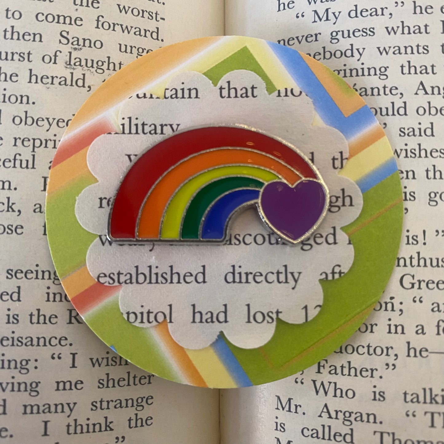 Rainbow with Purple Heart Pin Badge