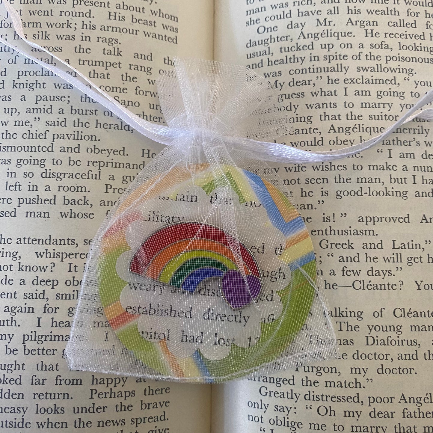 Rainbow with Purple Heart Pin Badge