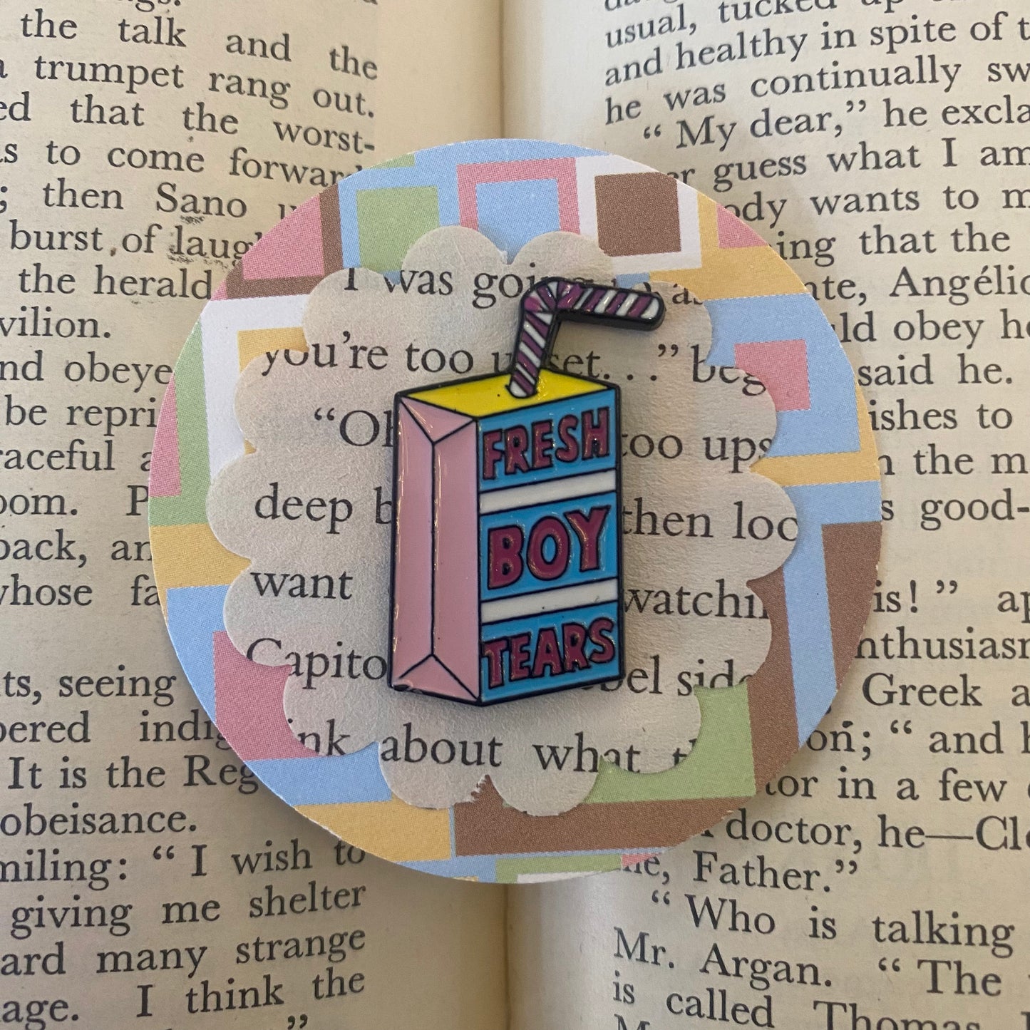 "Fresh Boy Tears" Juice Carton Pin Badge