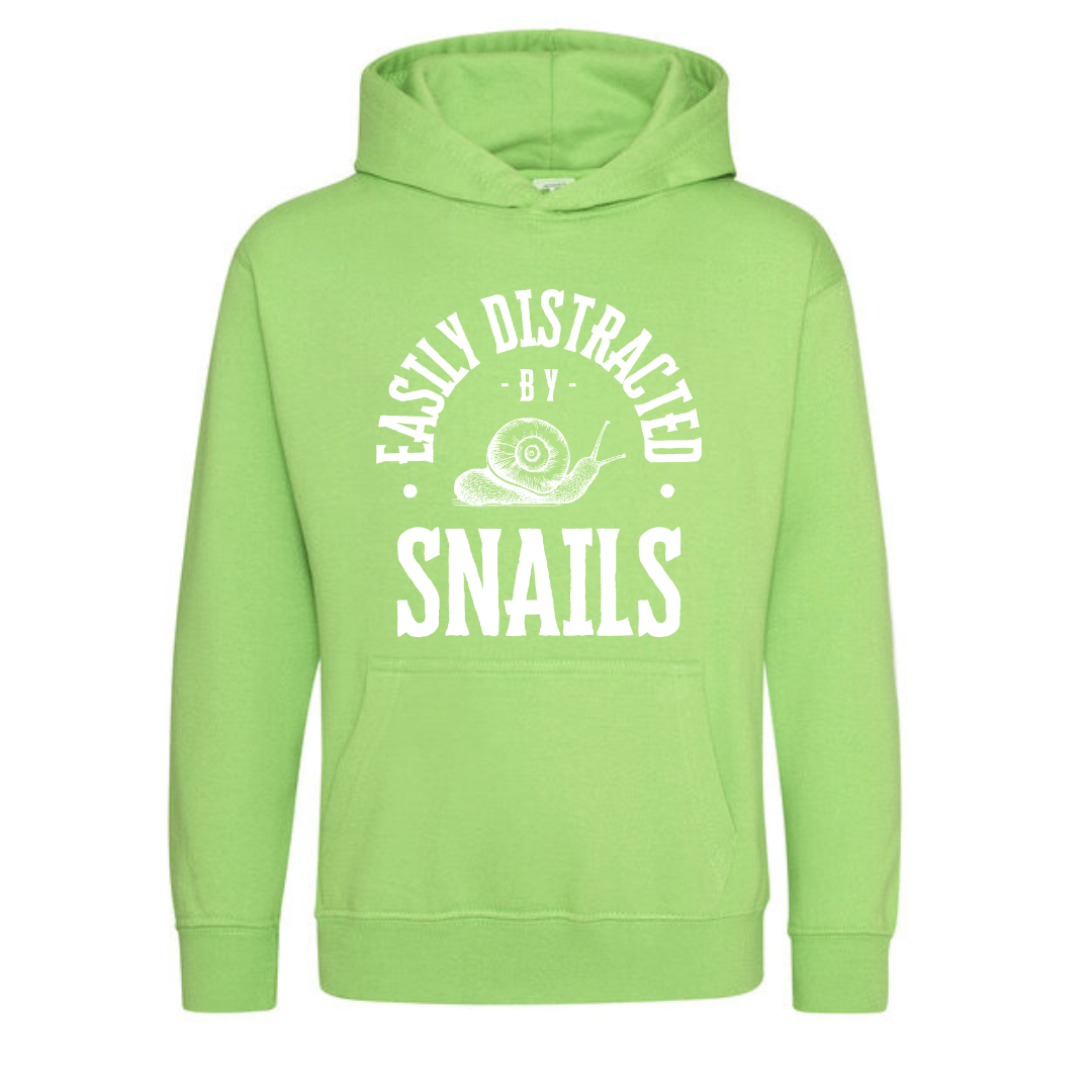 "Easily Distracted By Snails" Kids Hoody Age 1-13 - Lots of Colours