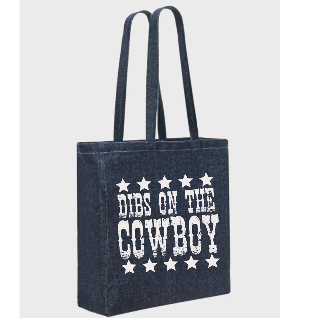 "Dibs on the Cowboy" Deluxe Denim Bag