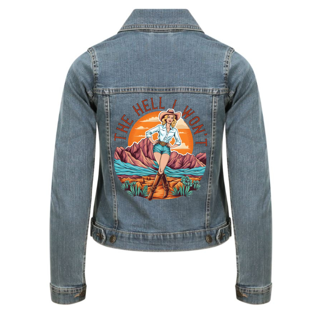 "The Hell I Won't" Classic Stretch Denim Jacket