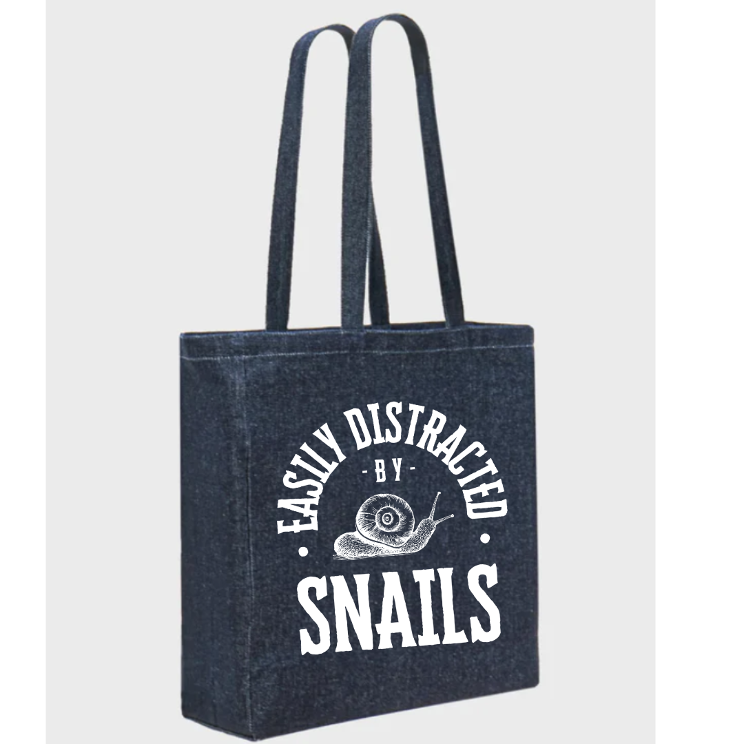 "Easily Distracted by Snails" Deluxe Denim Bag