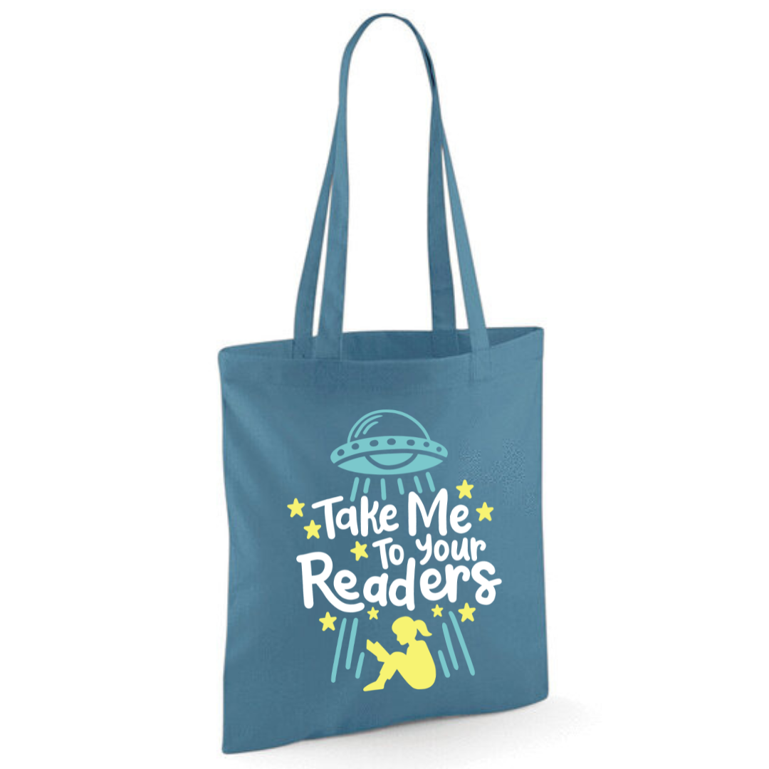 "Take Me To Your Readers" Cotton Tote Shopper - lots of colours