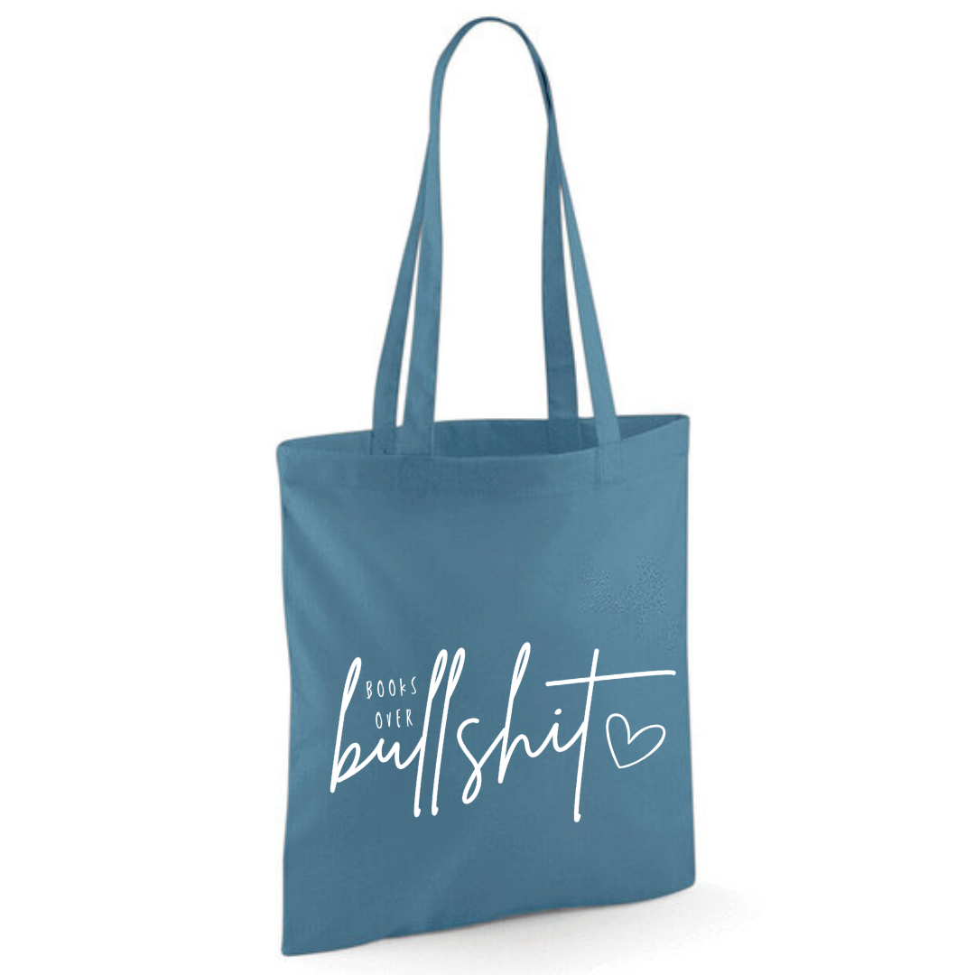 "Books over Bullshit" Handscript Cotton Tote Shopper - lots of colours