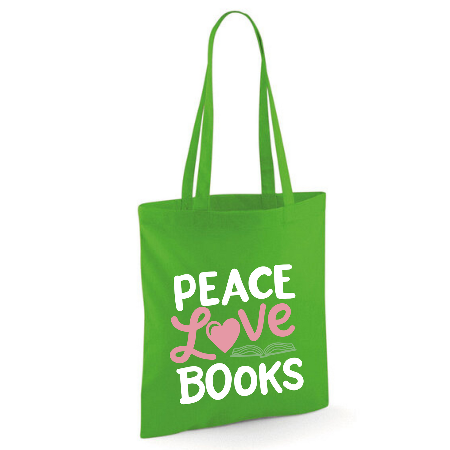 "Peace Love Books" Cotton Tote Shopper (48 colours)