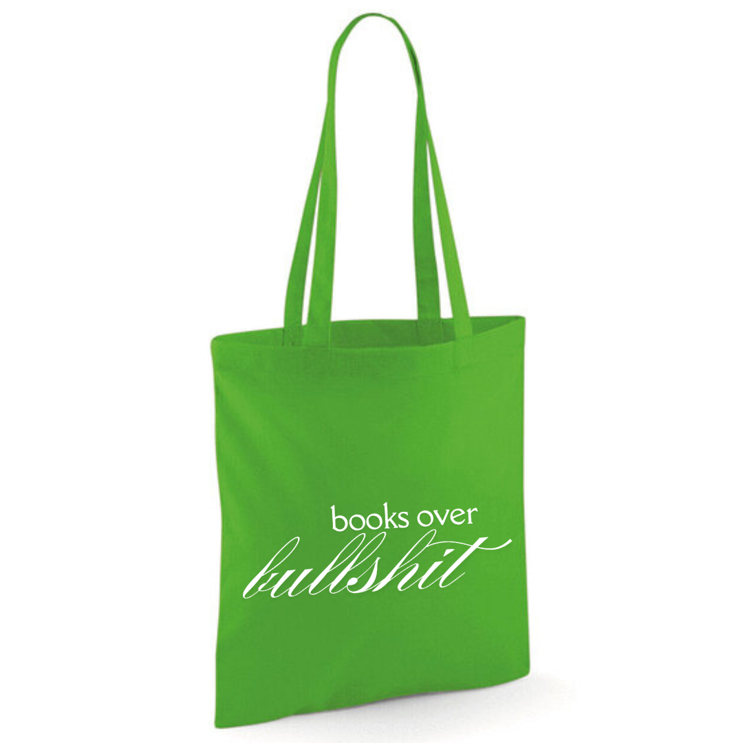 "Books Over Bullshit" Fancy Font Tote Shopper Bag - lots of colours!