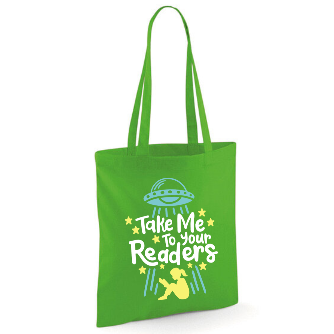 "Take Me To Your Readers" Cotton Tote Shopper - lots of colours