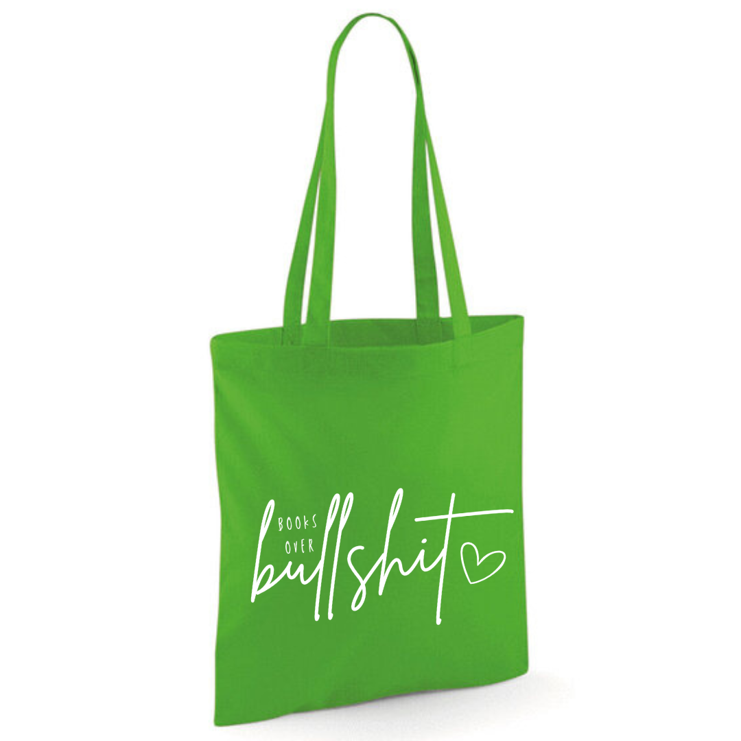 "Books over Bullshit" Handscript Cotton Tote Shopper - lots of colours
