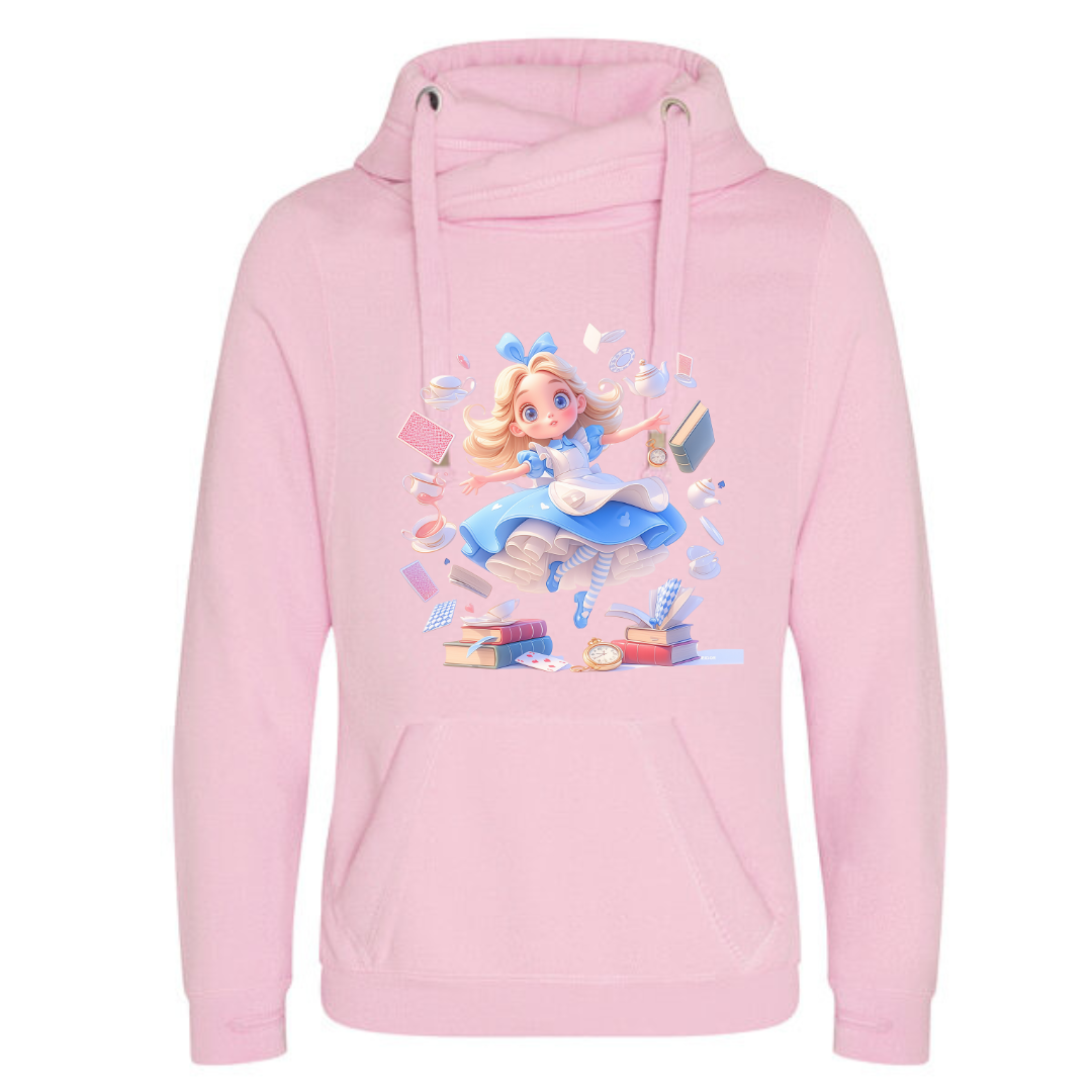 Alice with Flying Books Deluxe Hoody - lots of colours