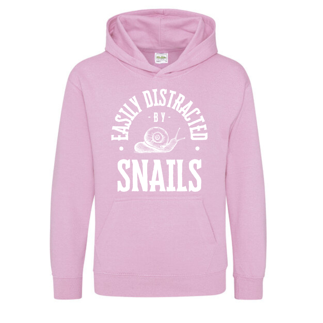 "Easily Distracted By Snails" Kids Hoody Age 1-13 - Lots of Colours