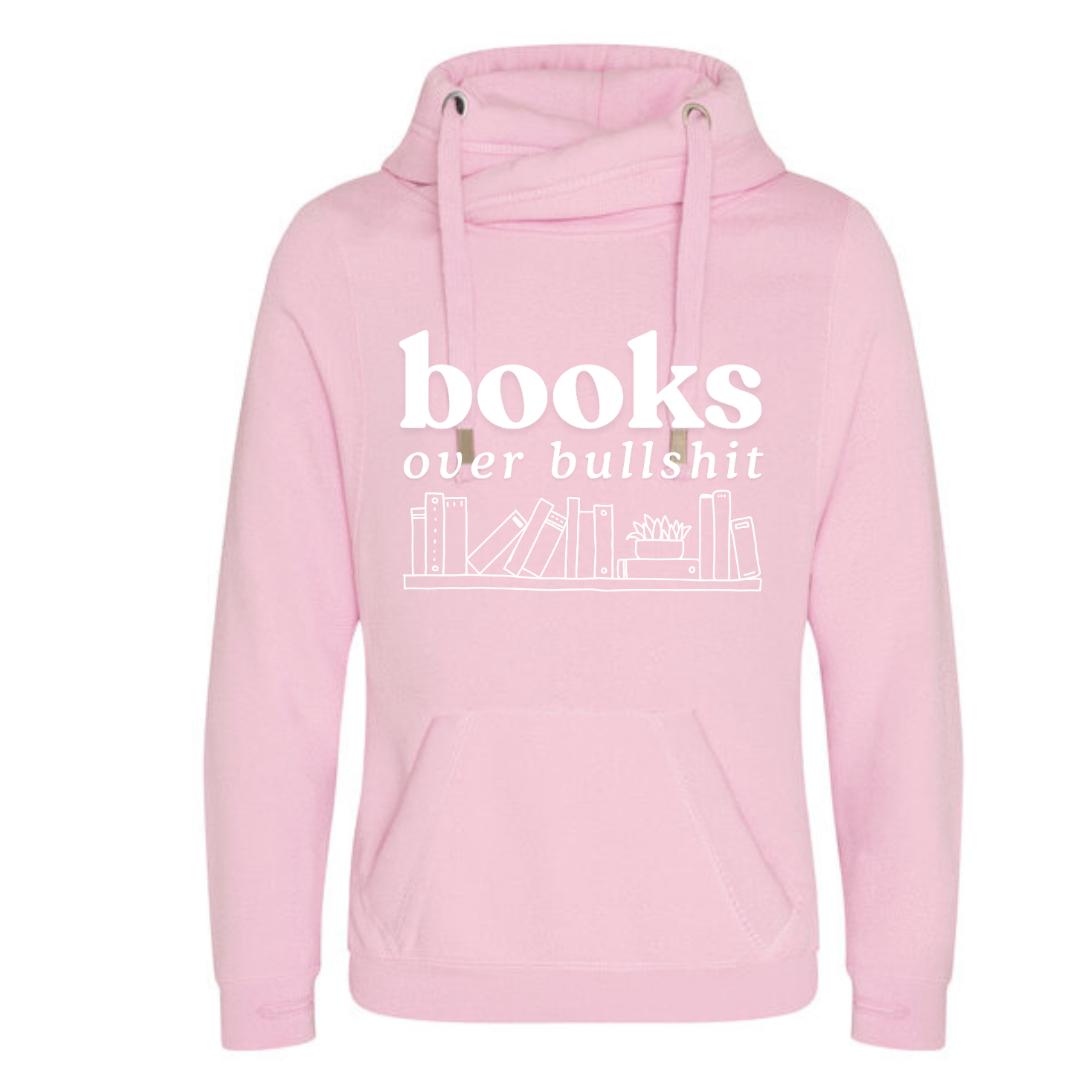 "Books Over Bullshit" Bookshelf Deluxe Hoody - lots of colours!