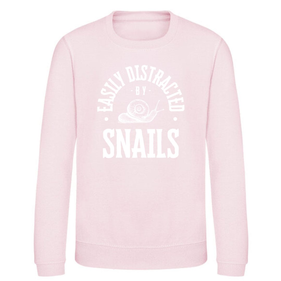 "Easily Distracted by Snails" Kids Sweatshirt Age 1-13 - Lots of colours!