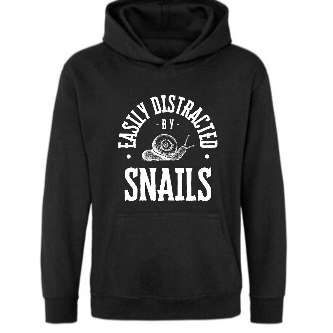 "Easily Distracted By Snails" Kids Hoody Age 1-13 - Lots of Colours