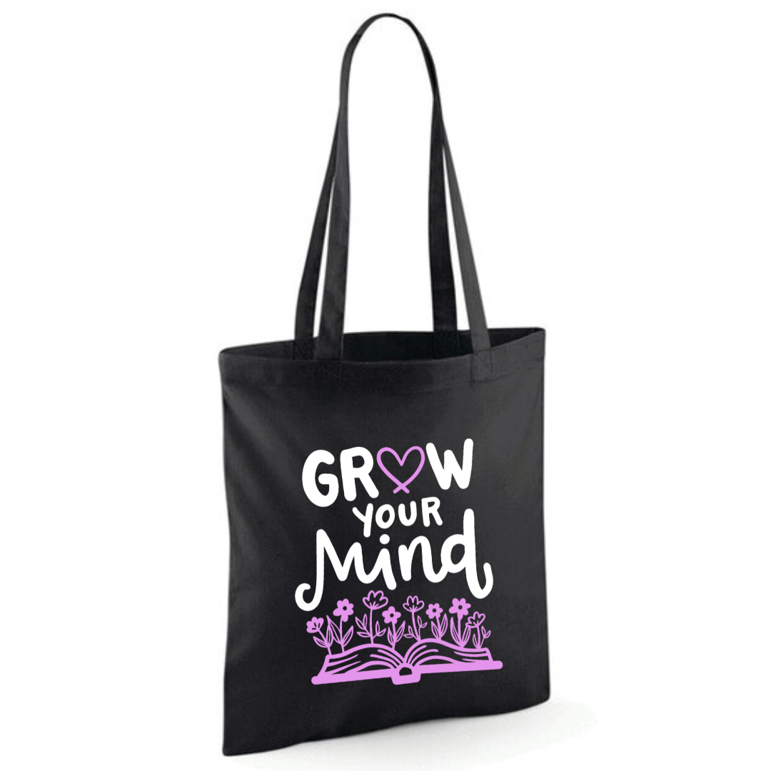 "Grow Your Mind" Cotton Tote Shopper - lots of colours