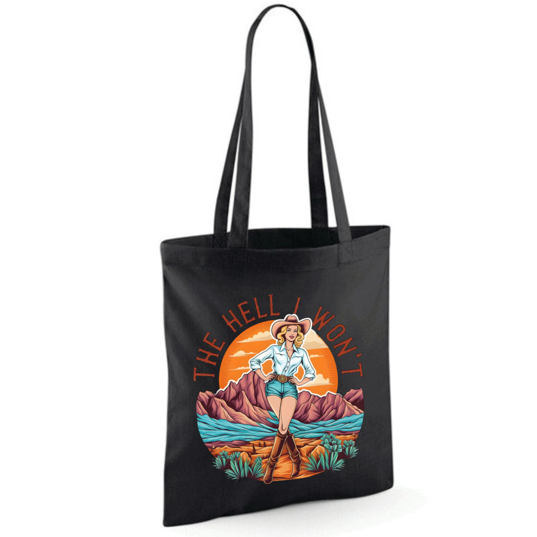 "The Hell I Won't" Cotton Tote Shopper (48 colours)