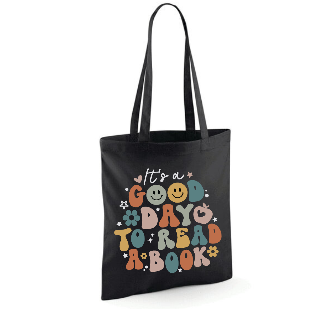 "It's a Good Day to Read a Book" Tote Shopper Bag - lots of colours!