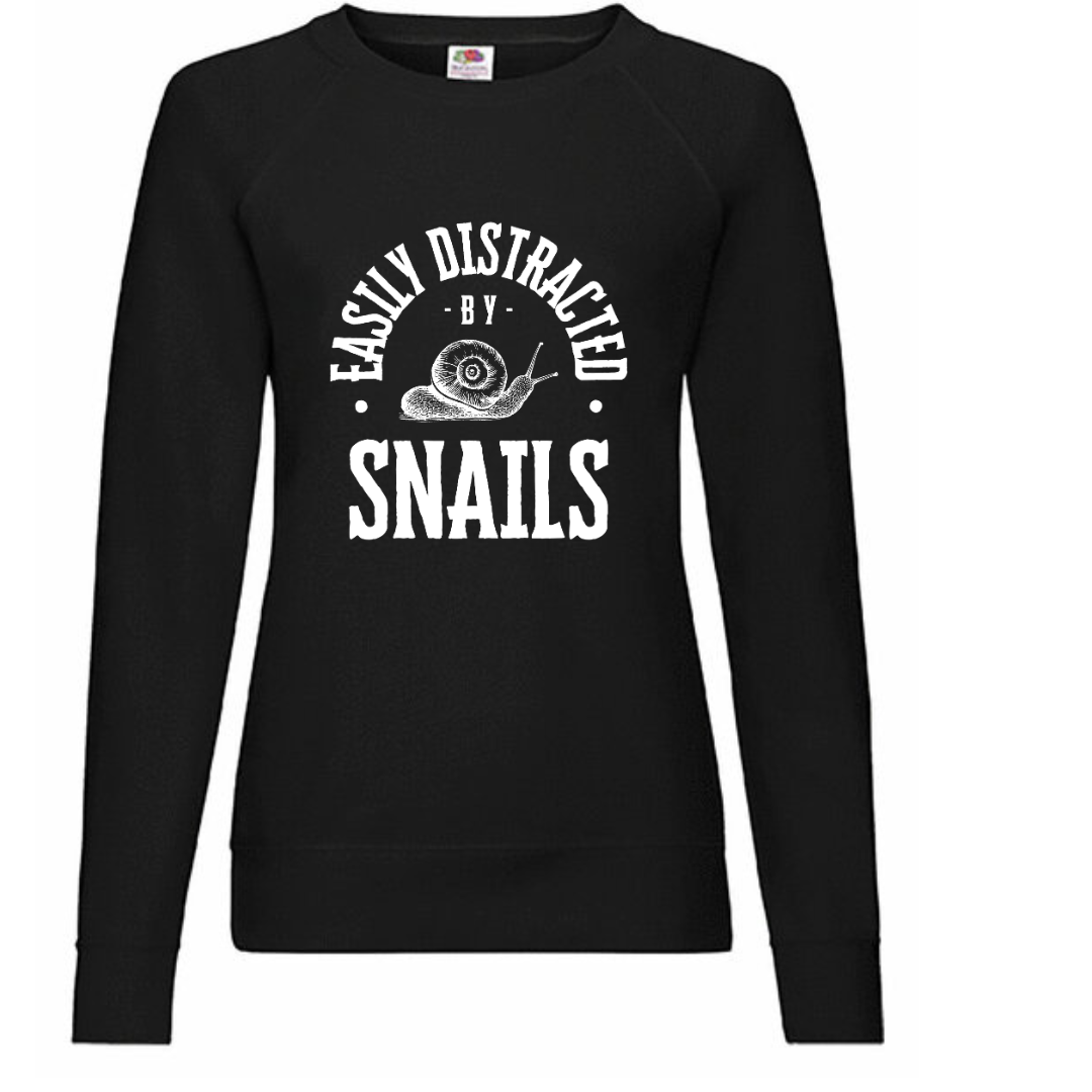 "Easily Distracted by Snails" Ladies Raglan Sweatshirt - lots of colours