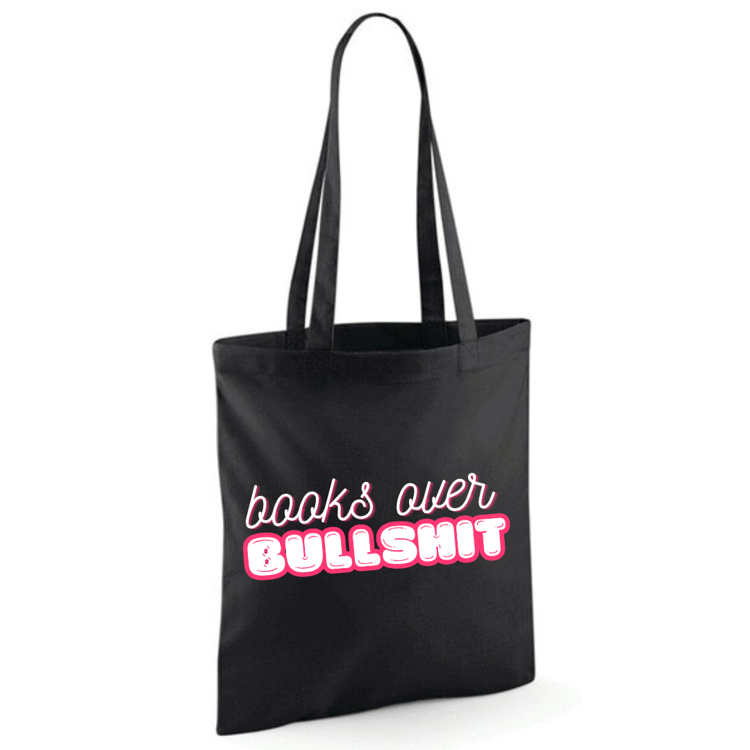 "Books over Bullshit" Bubble Cotton Tote Shopper - lots of colours