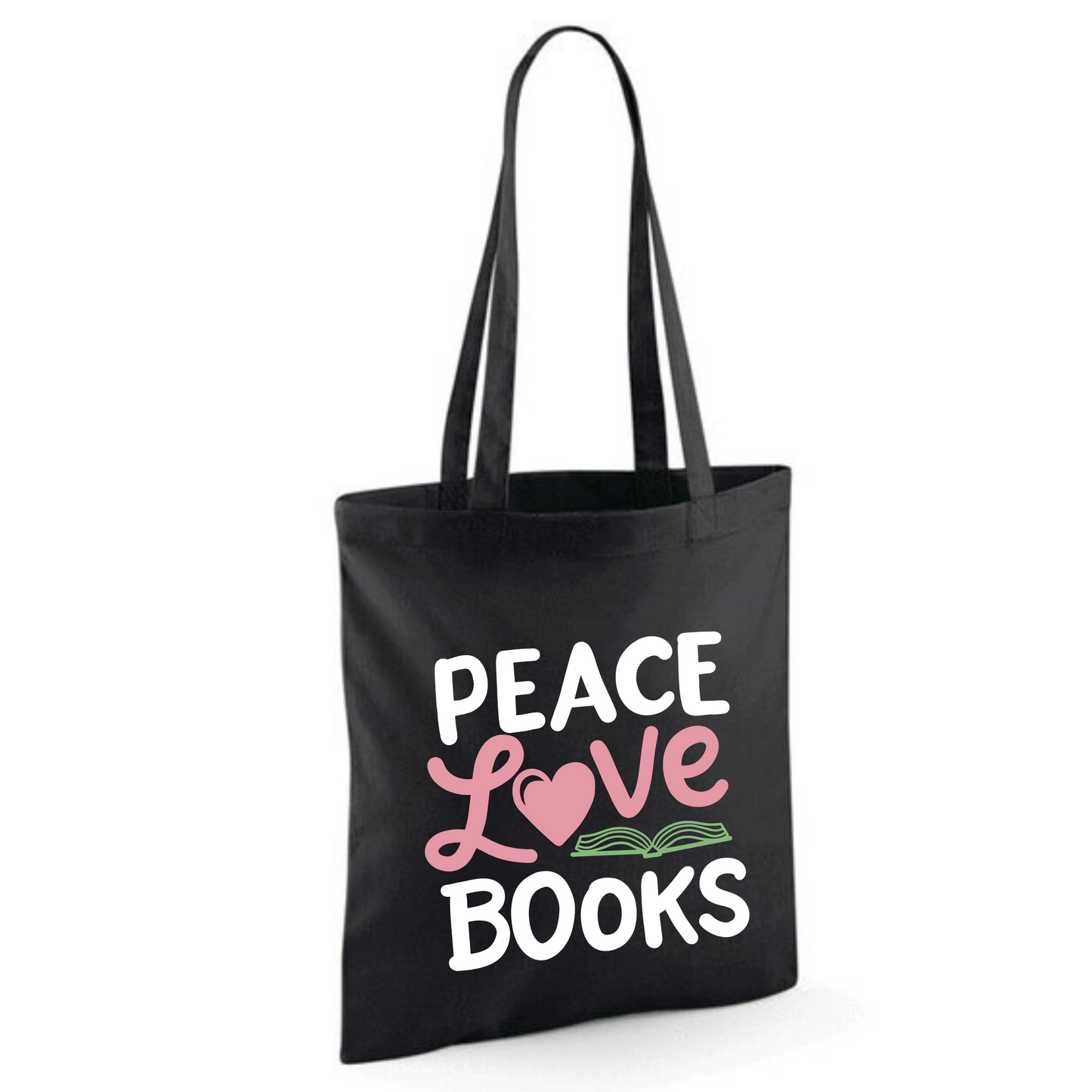 "Peace Love Books" Cotton Tote Shopper (48 colours)