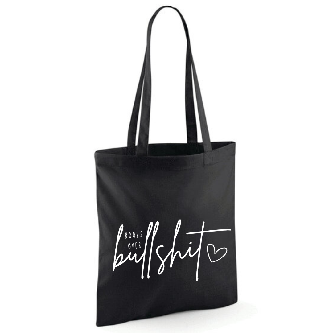 "Books over Bullshit" Handscript Cotton Tote Shopper - lots of colours