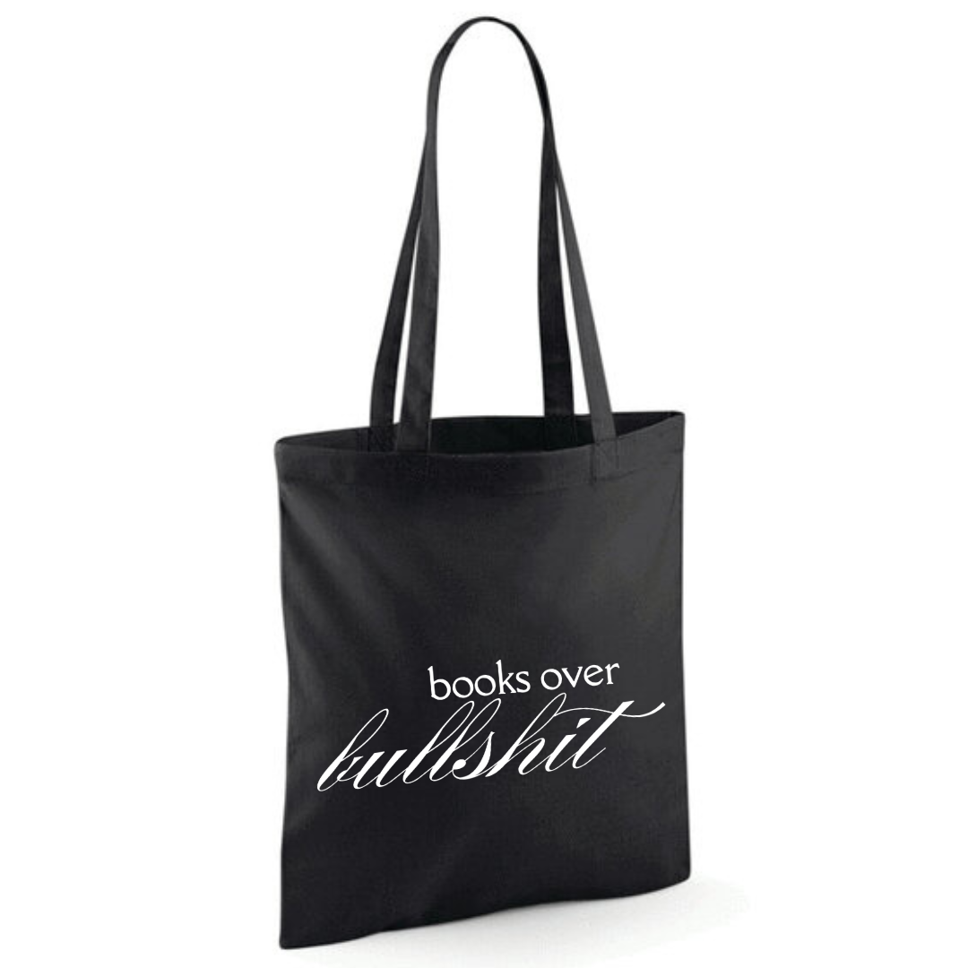 "Books Over Bullshit" Fancy Font Tote Shopper Bag - lots of colours!
