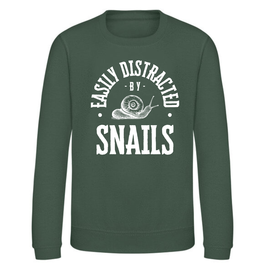 "Easily Distracted by Snails" Kids Sweatshirt Age 1-13 - Lots of colours!