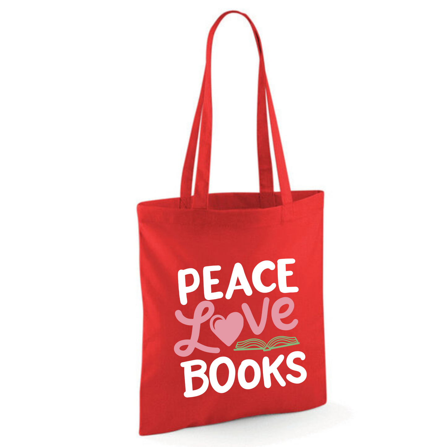 "Peace Love Books" Cotton Tote Shopper (48 colours)