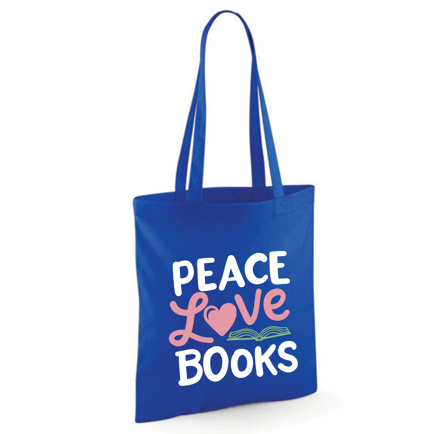 "Peace Love Books" Cotton Tote Shopper (48 colours)