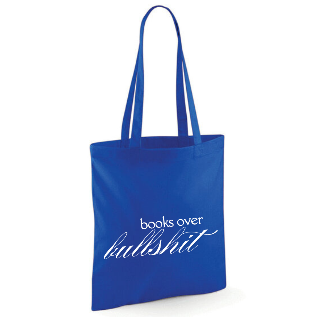 "Books Over Bullshit" Fancy Font Tote Shopper Bag - lots of colours!