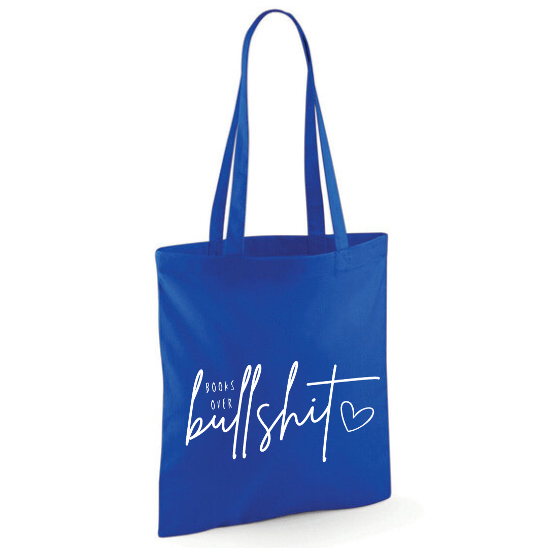 "Books over Bullshit" Handscript Cotton Tote Shopper - lots of colours
