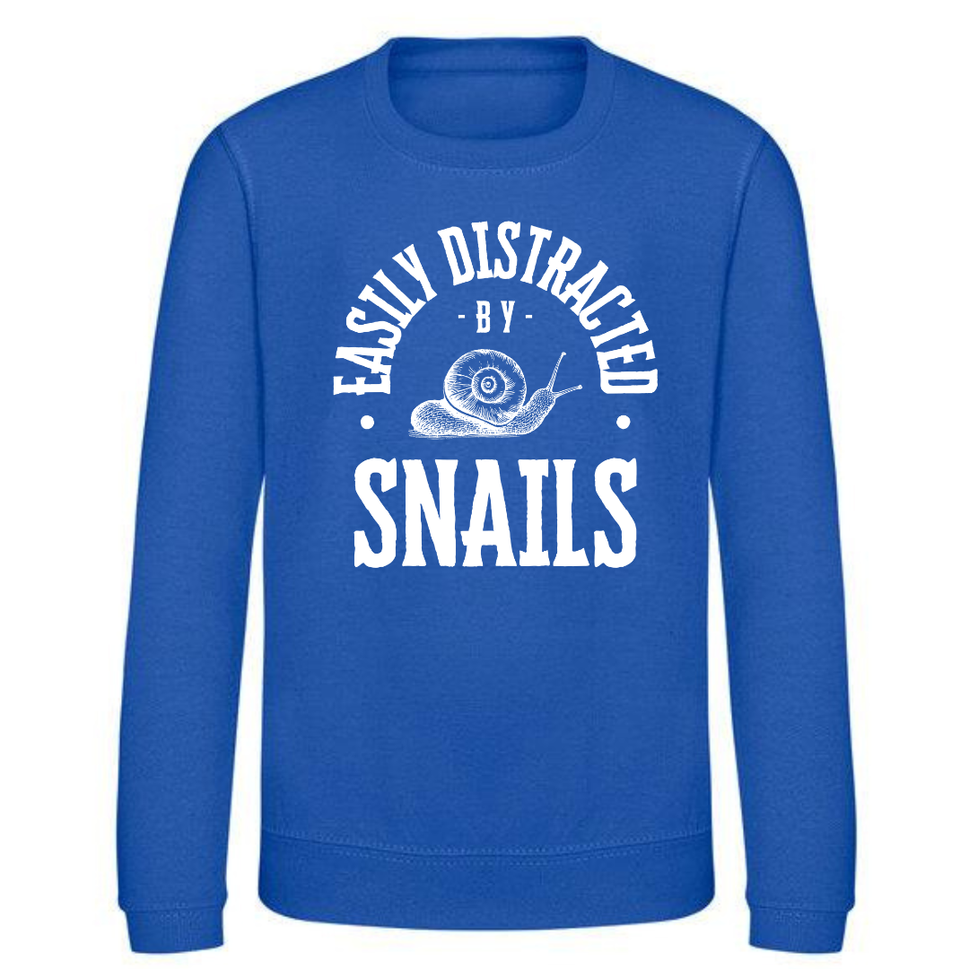 "Easily Distracted by Snails" Kids Sweatshirt Age 1-13 - Lots of colours!