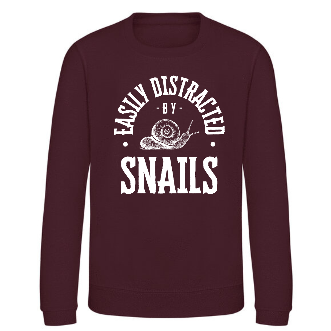 "Easily Distracted by Snails" Kids Sweatshirt Age 1-13 - Lots of colours!