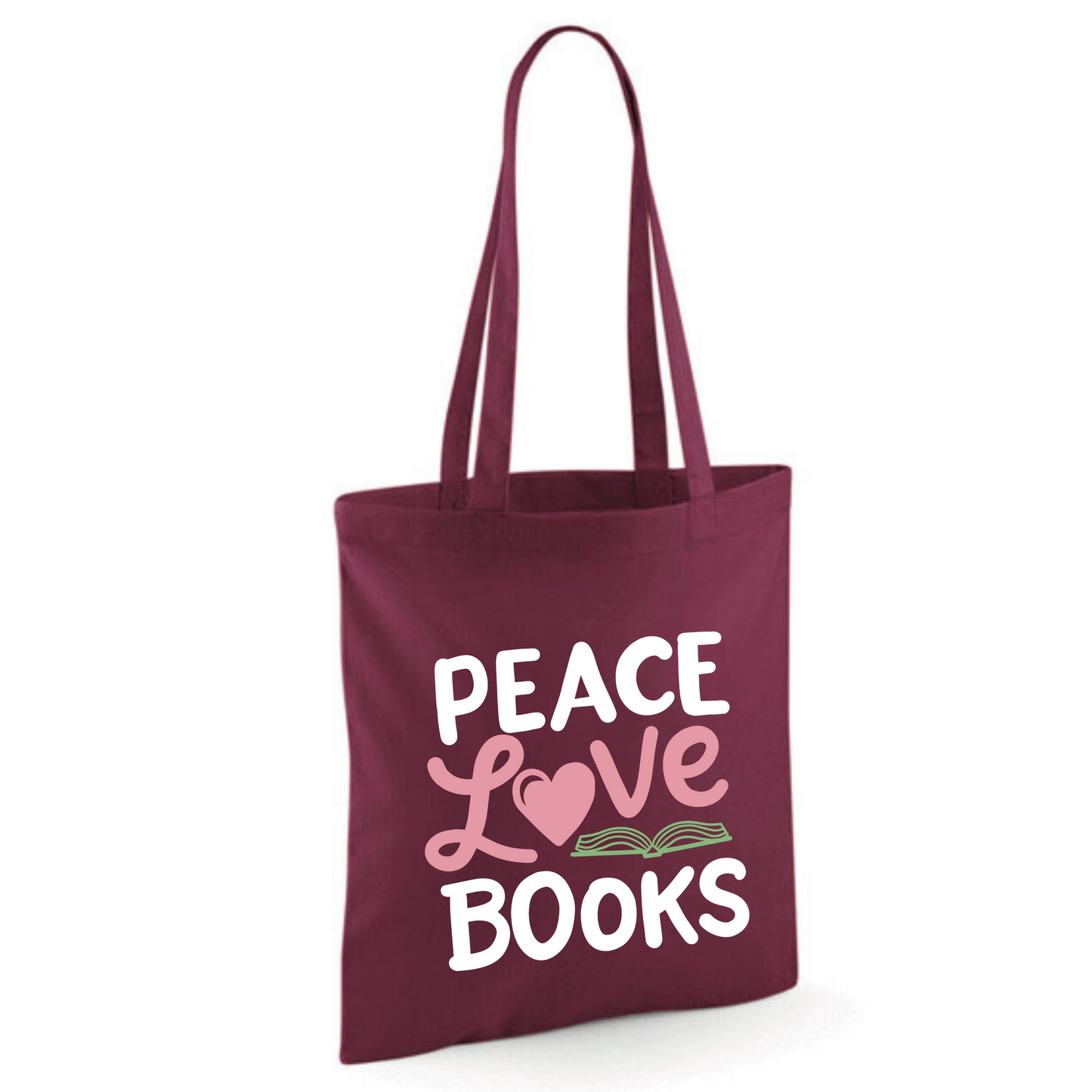 "Peace Love Books" Cotton Tote Shopper (48 colours)