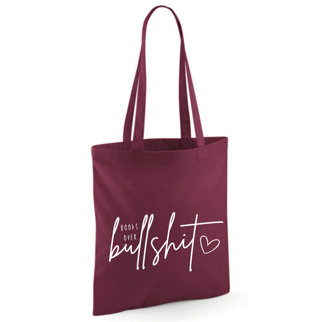 "Books over Bullshit" Handscript Cotton Tote Shopper - lots of colours
