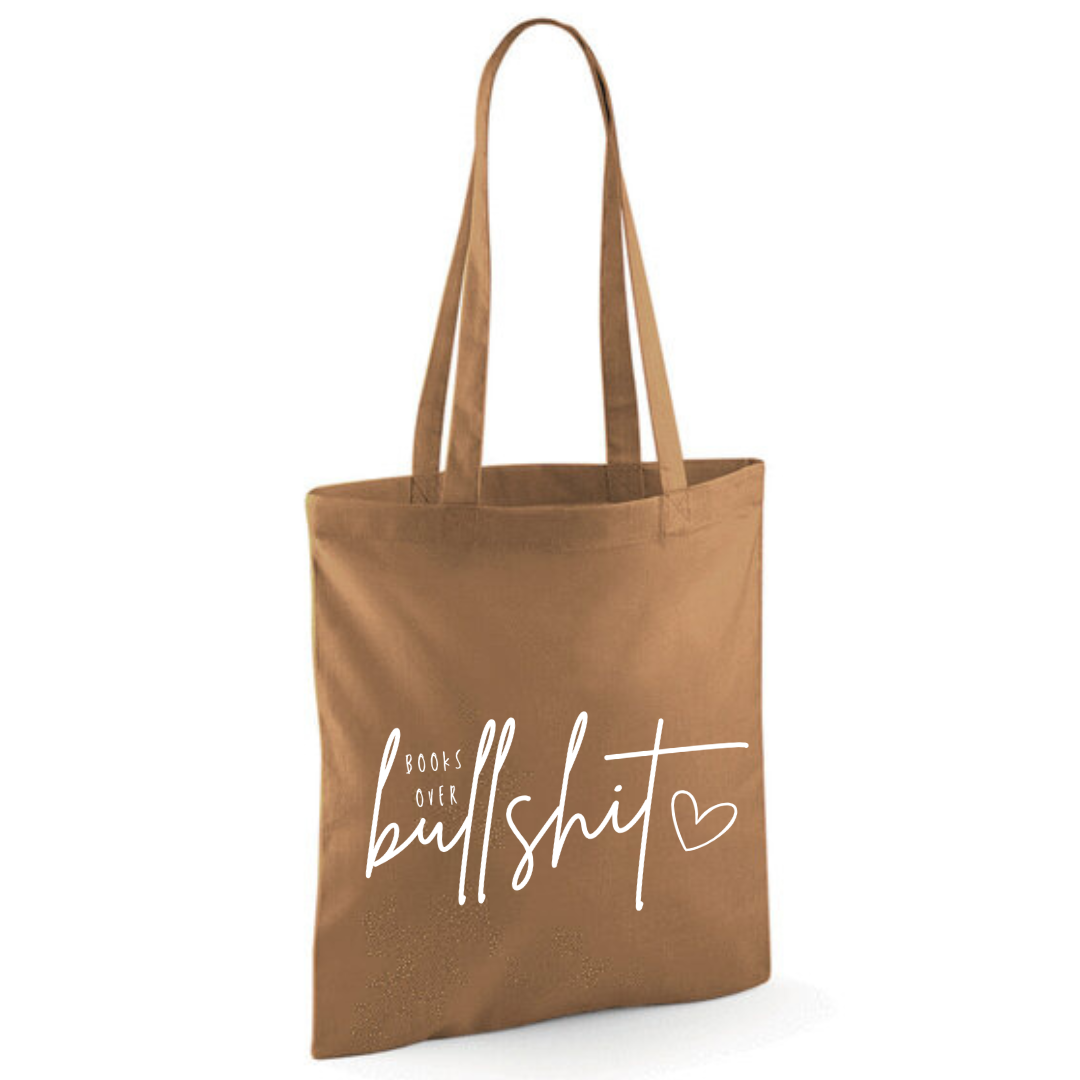 "Books over Bullshit" Handscript Cotton Tote Shopper - lots of colours
