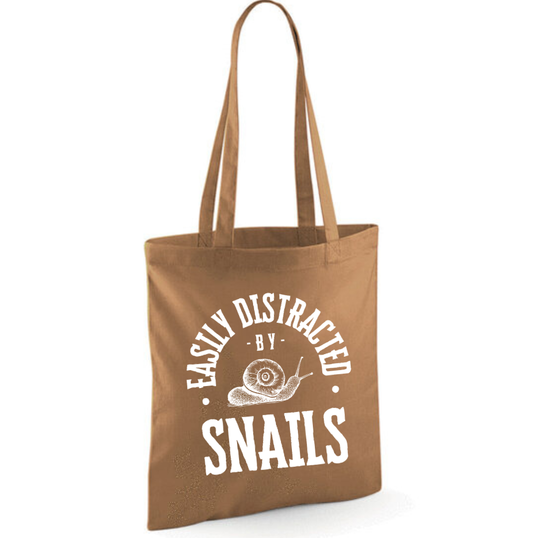 "Easily Distracted By Snails" Cotton Tote Shopper - lots of colours
