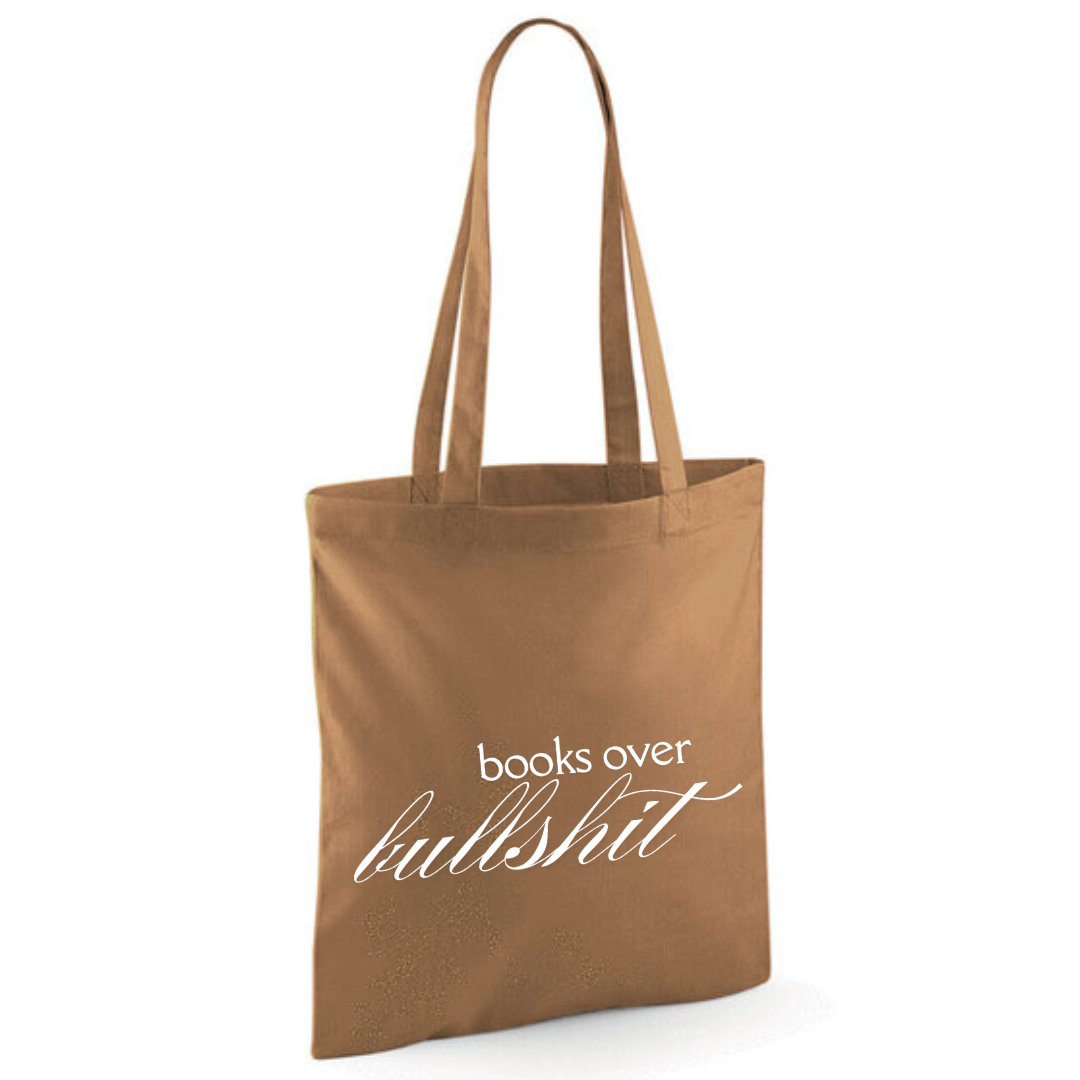 "Books Over Bullshit" Fancy Font Tote Shopper Bag - lots of colours!