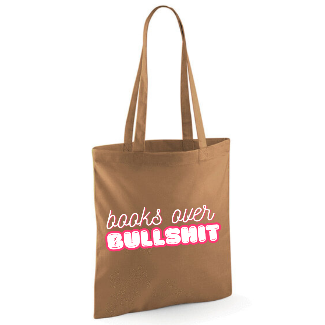 "Books over Bullshit" Bubble Cotton Tote Shopper - lots of colours