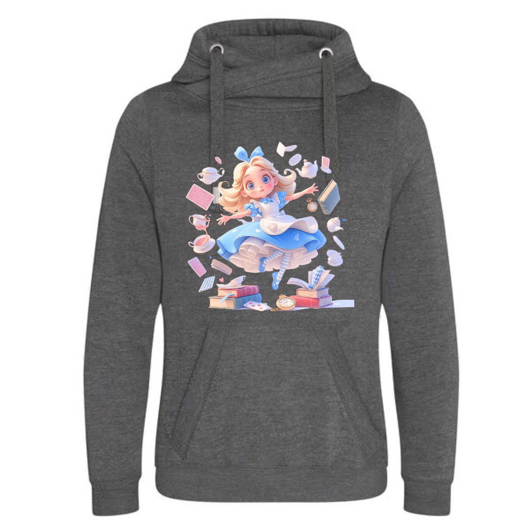 Alice with Flying Books Deluxe Hoody - lots of colours