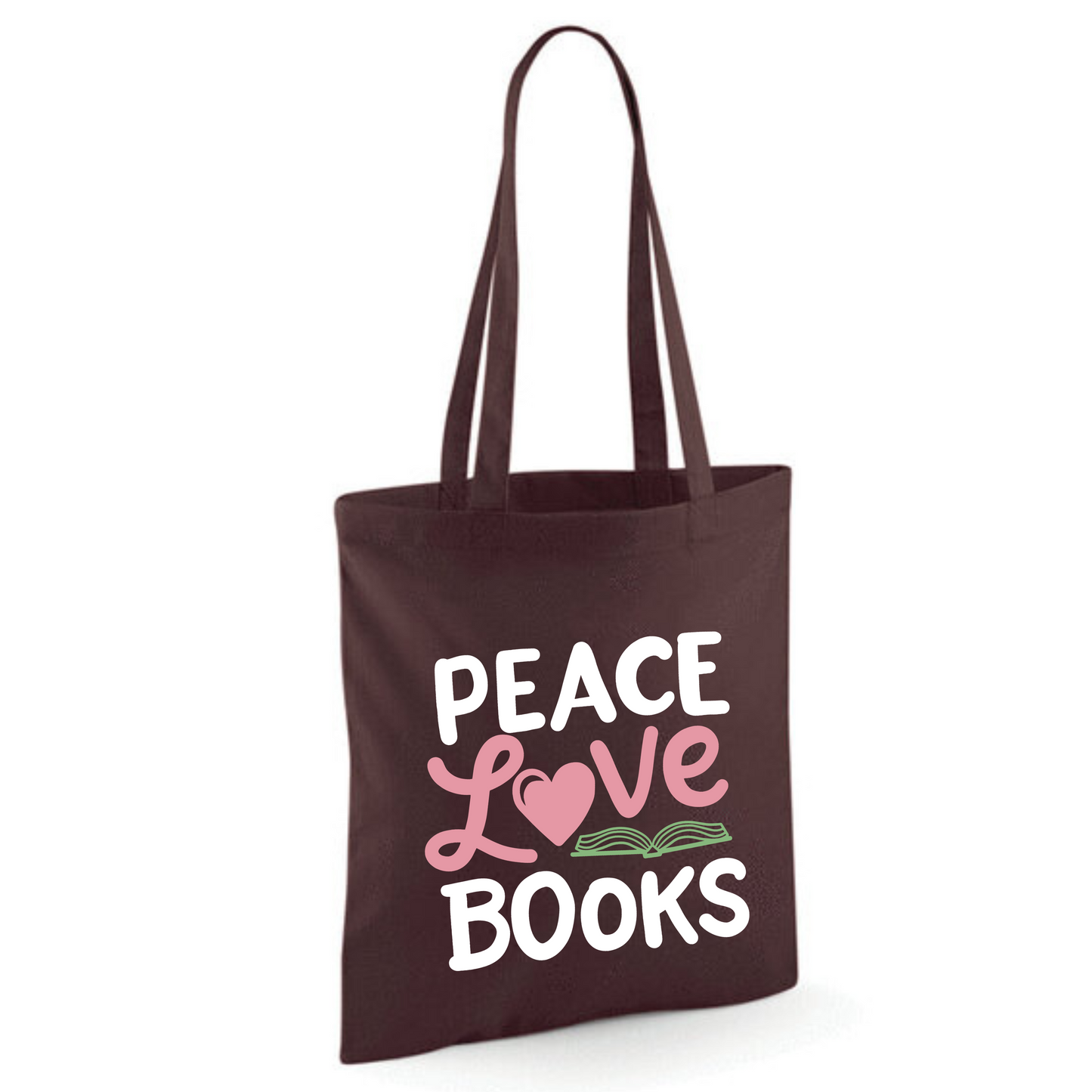 "Peace Love Books" Cotton Tote Shopper (48 colours)